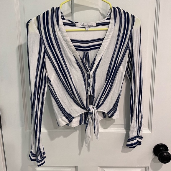 Lovers + Friends Carmine Top in Navy Stripe- size XS - Picture 2 of 5